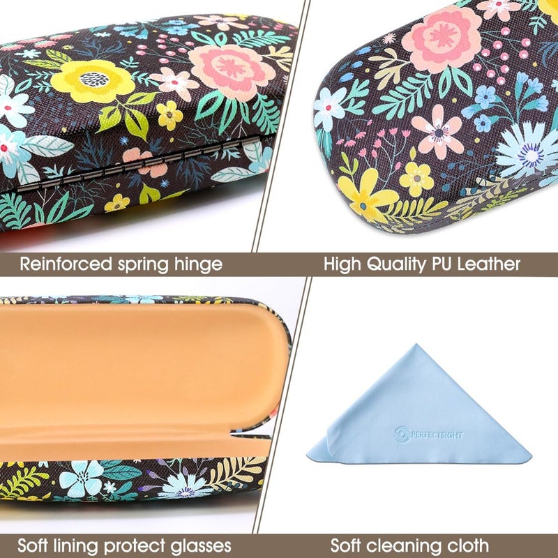 PERFECTSIGHT Store Hard Shell Eyeglasses Case, PU Leather Protective Glasses Case, Cute Eyeglass Case for Women Men Girls - Image 2